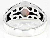 Multi-Color Ethiopian Opal Rhodium Over Sterling Silver Men's Ring 0.80ct