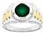 Green Onyx Rhodium Over Sterling Silver Two Toned Men's Ring 2.20ct