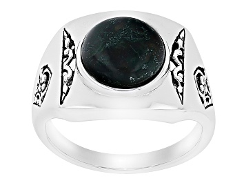 Picture of Green Moss Agate Sterling Silver Men's Ring