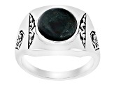 Green Moss Agate Sterling Silver Men's Ring