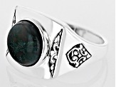 Green Moss Agate Sterling Silver Men's Ring