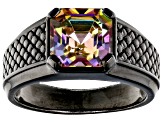 Multi Color Quartz, Black Rhodium Over Sterling Silver Men's Ring 2.98ct