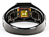 Multi Color Quartz, Black Rhodium Over Sterling Silver Men's Ring 2.98ct