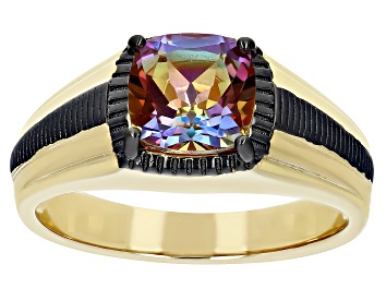 Picture of Mulit Color Quartz 18k Yellow Gold Over Sterling Silver Two-Tone Men's Ring 2.55ct