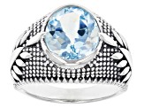 Sky Blue Glacier Topaz Sterling Silver Men's Ring 4.80ct