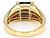 Brown Smoky Quartz 18k Yellow Gold Over Silver Men's Ring 3.34ctw