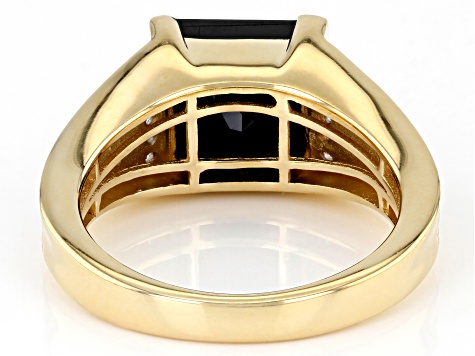 Black Spinel 18k Yellow Gold Over Silver Men's Ring 5.86ctw