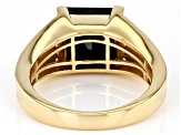 Black Spinel 18k Yellow Gold Over Silver Men's Ring 5.86ctw