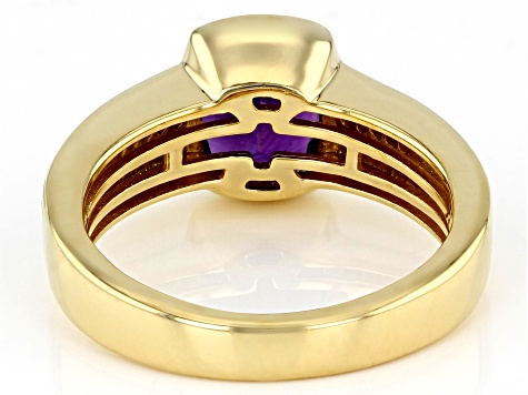 Purple Amethyst 18k Yellow Gold Over Silver Men's Ring 2.48ctw