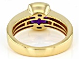 Purple Amethyst 18k Yellow Gold Over Silver Men's Ring 2.48ctw