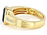 Black Spinel 18k Yellow Gold Over Silver Men's Ring 3.28ctw