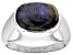 Gray Labradorite Rhodium Over Sterling Silver Men's Ring