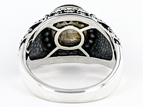 Gray Labradorite Sterling Silver Men's Skull Ring