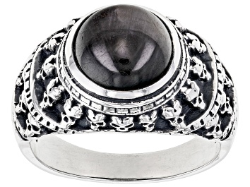 Picture of Gray Silver Sheen Sapphire Sterling Silver Men's Skull Ring
