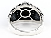 Gray Silver Sheen Sapphire Sterling Silver Men's Skull Ring