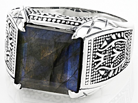 Gray Labradorite Sterling Silver Men's Ring