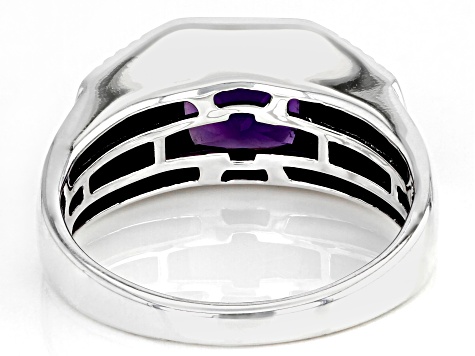 Purple African Amethyst Sterling Silver Men's Ring 2.31ctw