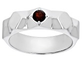 Red Garnet Rhodium Over Sterling Silver Men's January Birthstone Ring .28ct