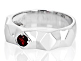 Red Garnet Rhodium Over Sterling Silver Men's January Birthstone Ring .28ct