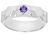 Purple Amethyst Rhodium Over Sterling Silver Men's February Birthstone Ring .20ct