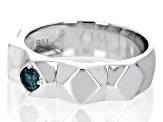 Blue Lab Created Alexandrite Rhodium Over Sterling Silver Men's June Birthstone Ring .28ct