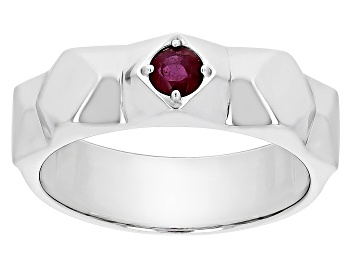 Picture of Red Mahaleo® Ruby Rhodium Over Sterling Silver Men's July Birthstone Ring .34ct