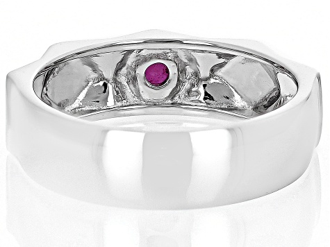 Red Mahaleo® Ruby Rhodium Over Sterling Silver Men's July Birthstone Ring .34ct