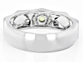 Green Peridot Rhodium Over Sterling Silver Men's August Birthstone Ring .26ct