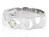 Multi-Color Ethiopian Opal Rhodium Over Sterling Silver Men's October Birthstone Ring .15ct