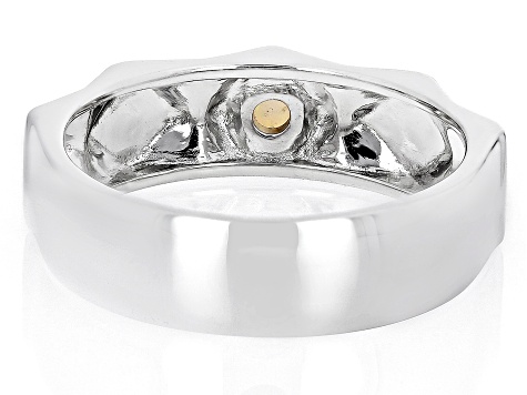Multi-Color Ethiopian Opal Rhodium Over Sterling Silver Men's October Birthstone Ring .15ct