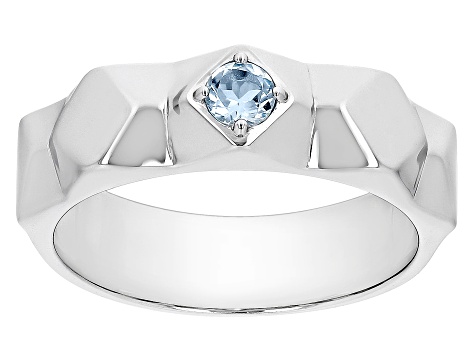 Sky Blue Glacier Topaz Rhodium Over Sterling Silver Men's December Birthstone Ring .26ct