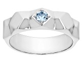 Sky Blue Glacier Topaz Rhodium Over Sterling Silver Men's December Birthstone Ring .26ct