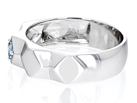 Sky Blue Glacier Topaz Rhodium Over Sterling Silver Men's December Birthstone Ring .26ct