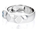 Sky Blue Glacier Topaz Rhodium Over Sterling Silver Men's December Birthstone Ring .26ct