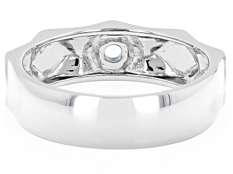 Sky Blue Glacier Topaz Rhodium Over Sterling Silver Men's December Birthstone Ring .26ct