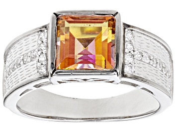 Picture of Twilight Ecstasy™ Mystic Topaz® Rhodium Over Sterling Silver Men's Ring 3.12ctw
