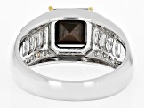 Golden Sheen Sapphire With Lab Sapphire Rhodium & 18k Yellow Gold Over Silver Men's Ring 4.39ctw