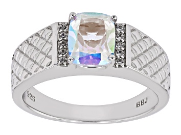 Picture of Mercury Mist® Topaz Rhodium Over Sterling Silver Men's Ring 2.16ctw