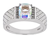 Mercury Mist® Topaz Rhodium Over Sterling Silver Men's Ring 2.16ctw