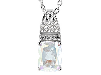 Picture of Mercury Mist® Topaz Rhodium Over Sterling Silver Men's Pendant with Chain 2.11ctw