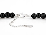 Multi-Gemstone with Black Obsidian Rhodium Over Sterling Silver Men's Necklace