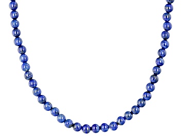 Picture of Blue Lapis Lazuli Rhodium Over Sterling Silver Men's Necklace