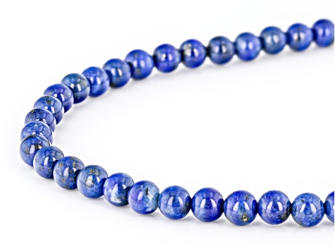 Blue Lapis Lazuli Rhodium Over Sterling Silver Men's Necklace