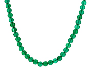 Picture of Green Onyx Rhodium Over Sterling Silver Men's Necklace