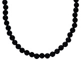 Black Spinel Rhodium Over Sterling Silver Men's Necklace