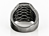 Blue Tigers Eye With Marcasite Black Rhodium Over Brass Men's Ring
