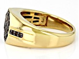 Brown Smoky Quartz 18k Yellow Gold Over Sterling Silver Men's Ring .49ctw