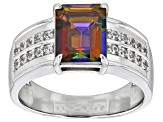 Multi-Color Cosmopolitan Beyond™ Mystic Topaz® Rhodium Over Sterling Silver Men's Ring 3.87ctw