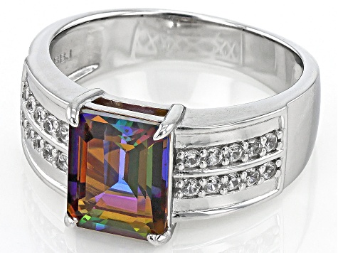 Cosmopolitan Beyond™ Topaz Rhodium Over Sterling Silver Men's Ring 3.87ctw