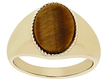 Picture of Brown Tigers Eye 18k Yellow Gold Over Sterling Silver Men's Ring
